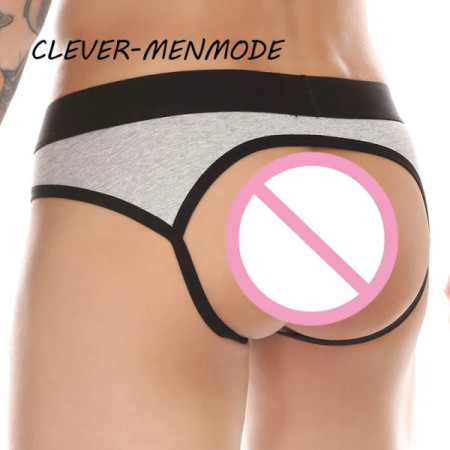 CLEVER-MENMODE Men's Sexy Back Open Buttock Briefs Open Hip Panties Jockstrap T Back Big Penis Bag Panties Gay Sissy Bikini