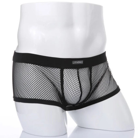 CLEVER-MENMODE Sexy Mesh Boxer Men Underwear See Through Transparent Low Waist Nightwear Boxer Shorts Boxershorts Underpants