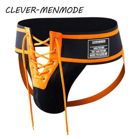 CLEVER-MENMODE Men's Sexy Thong Backless Open Butt Underwear Exotic Lingerie Tie Waist Jockstraps BDSM Bondage Fetish Costumes