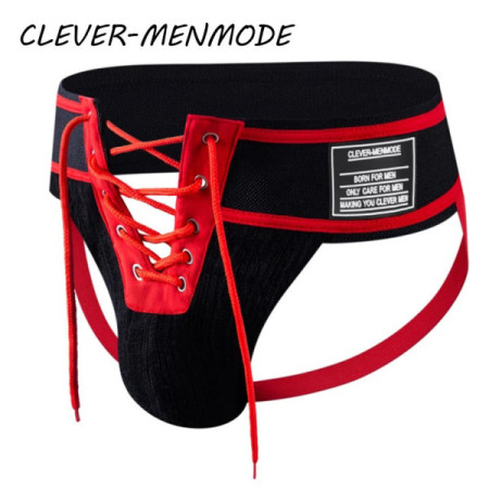 CLEVER-MENMODE Men's Sexy Thong Backless Open Butt Underwear Exotic Lingerie Tie Waist Jockstraps BDSM Bondage Fetish Costumes