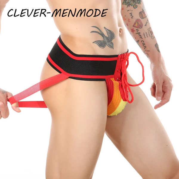 CLEVER-MENMODE Men's Sexy Thong Backless Open Butt Underwear Exotic Lingerie Tie Waist Jockstraps BDSM Bondage Fetish Costumes