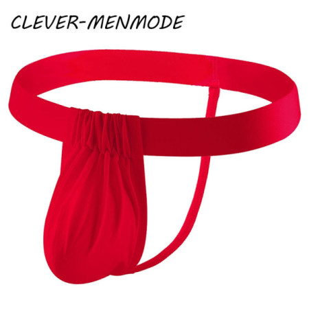 CLEVER-MENMODE Men's Sexy T Back Thong G String Underwear Bulge Penis Pouch Bikini Stretch Big U Convex Breathable Panties