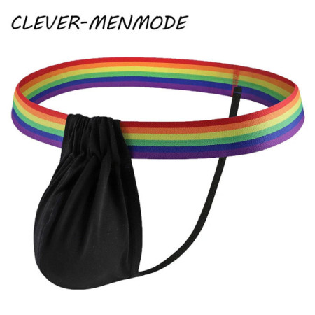 CLEVER-MENMODE Men's Sexy T Back Thong G String Underwear Bulge Penis Pouch Bikini Stretch Big U Convex Breathable Panties