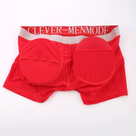 CLEVER-MENMODE Enlarge Butt Push Up Pad Padded Underwear Mesh Boxer Buttocks Lifter Sexy Panties Men Boxershorts Penis Pouch Und