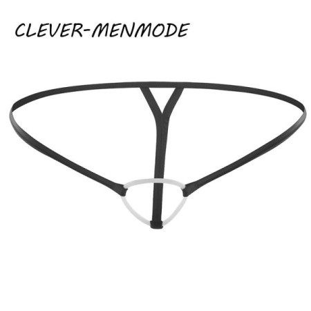 CLEVER-MENMODE Men's Sexy Cockring Underwear Erotic Open Crotch Penis Hole G String Lingerie Hollow Out Crotchless T Back Thong