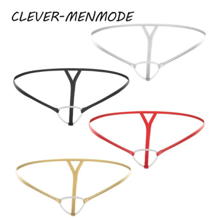 CLEVER-MENMODE Men's Sexy Cockring Underwear Erotic Open Crotch Penis Hole G String Lingerie Hollow Out Crotchless T Back Thong