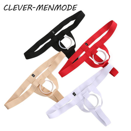 CLEVER-MENMODE Men's Sexy Thong Exotic Hollow Out Lingerie Open Crotch Bottomless Underwear Penis Ring Panties Jockstrap Hombre