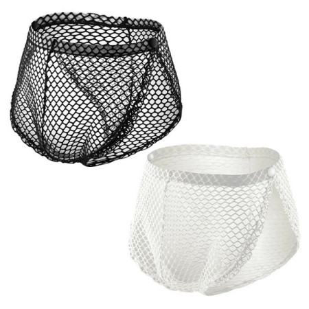 Men's Sexy Openwork Sheer Fishnet Briefs Bare Side Open Lingerie Mesh Transparent Shorts Hollow Mesh Breathable Panties