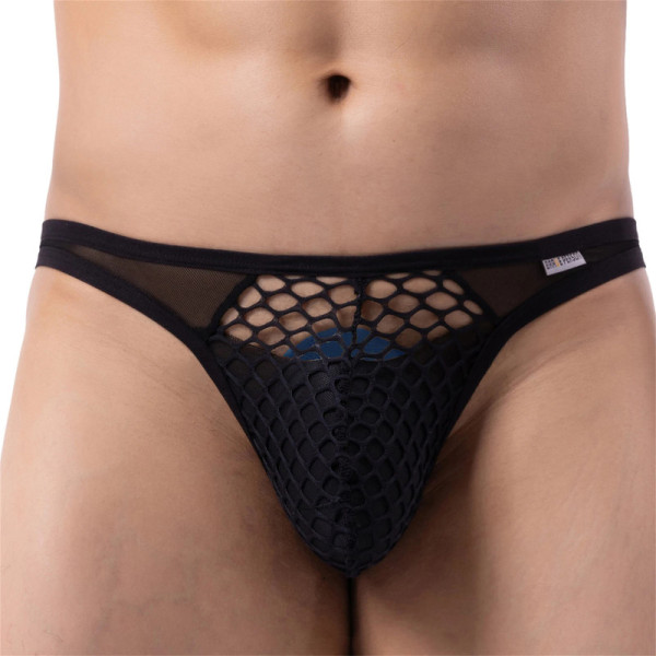 CLEVER-MENMODE T-Back Thong G String Sexy Men's Underwear Mesh Sheer Penis Pouch Fishnet Panties tanga Underpants Lingerie